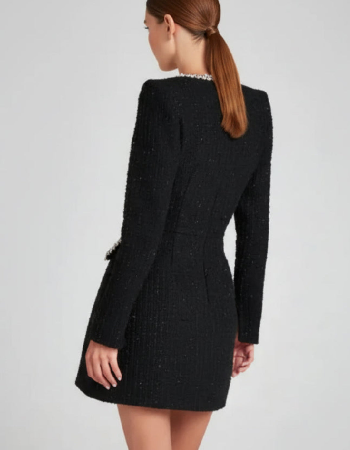 A&A Square Neck Diamonte Beading Knit A Line Mini Dress