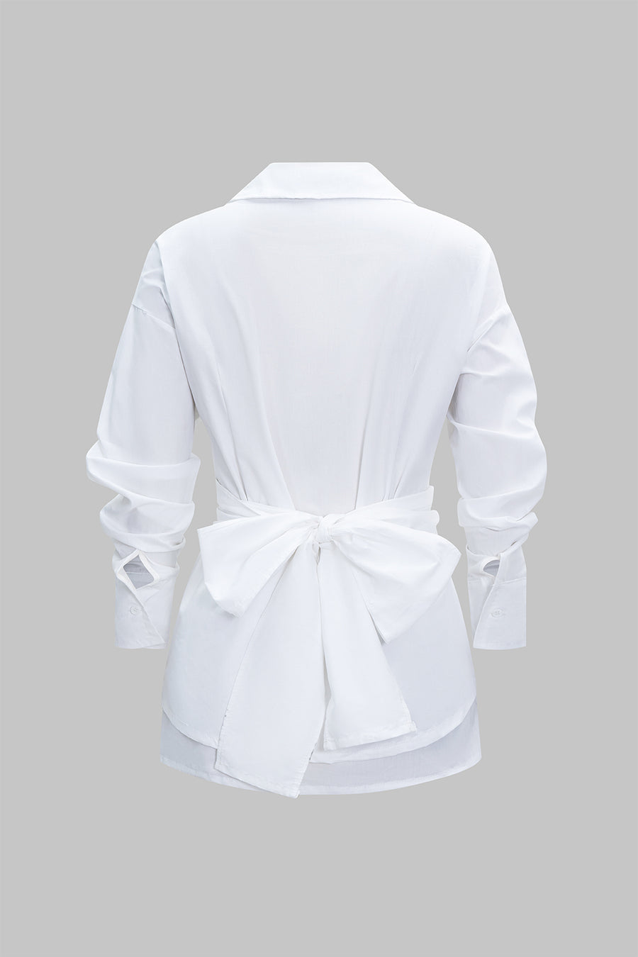 A&A White Wrap Detail Long Sleeve Collared Blouse