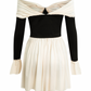 A&A Elegant Off The Shoulder Bow Tie Flared Sleeve Mini Dress