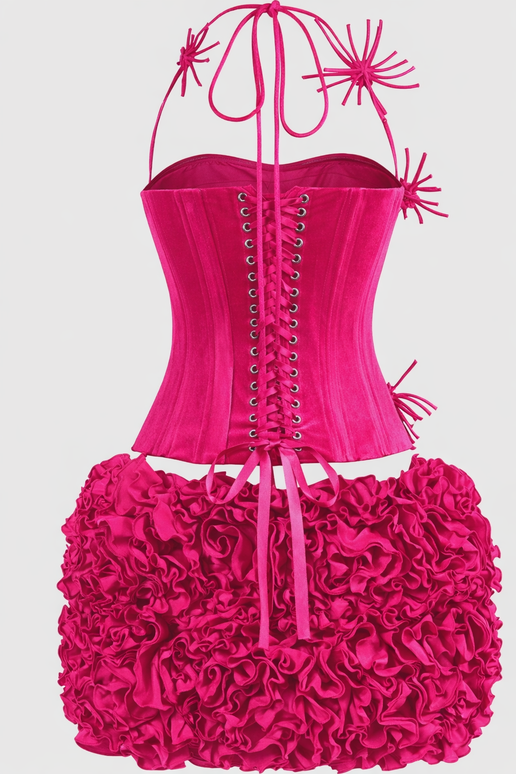 A&A Luxe Rose Corset Top & Ruffle Floral Mini Skirt Set