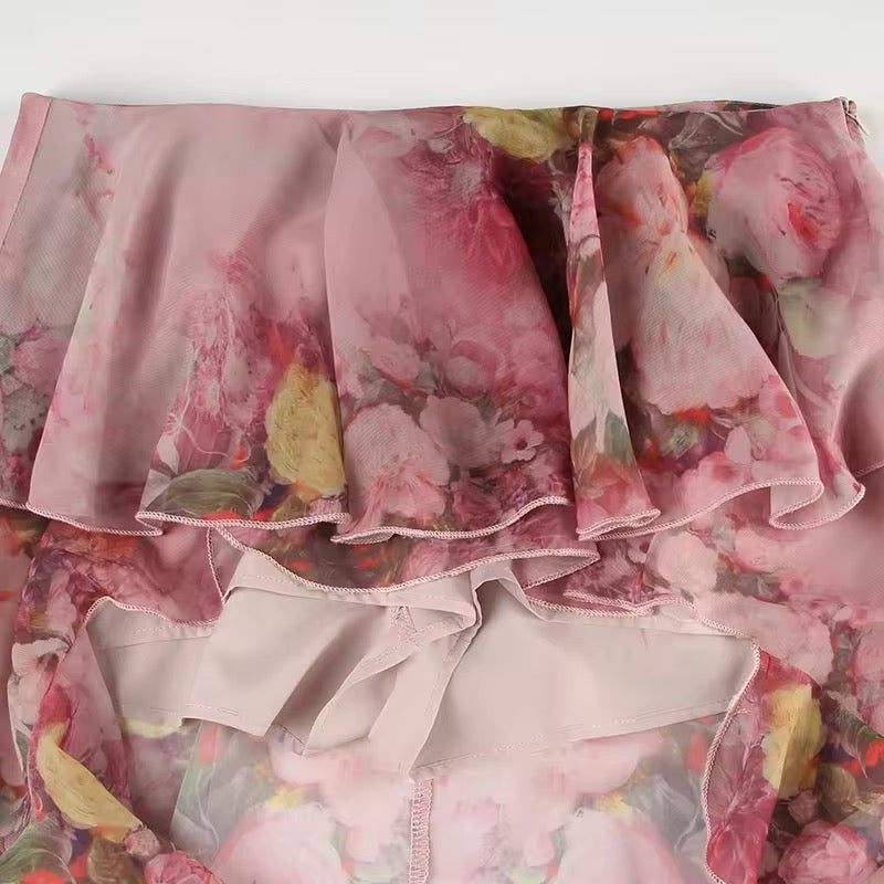 A&A Ruffles Floral Print Skirt