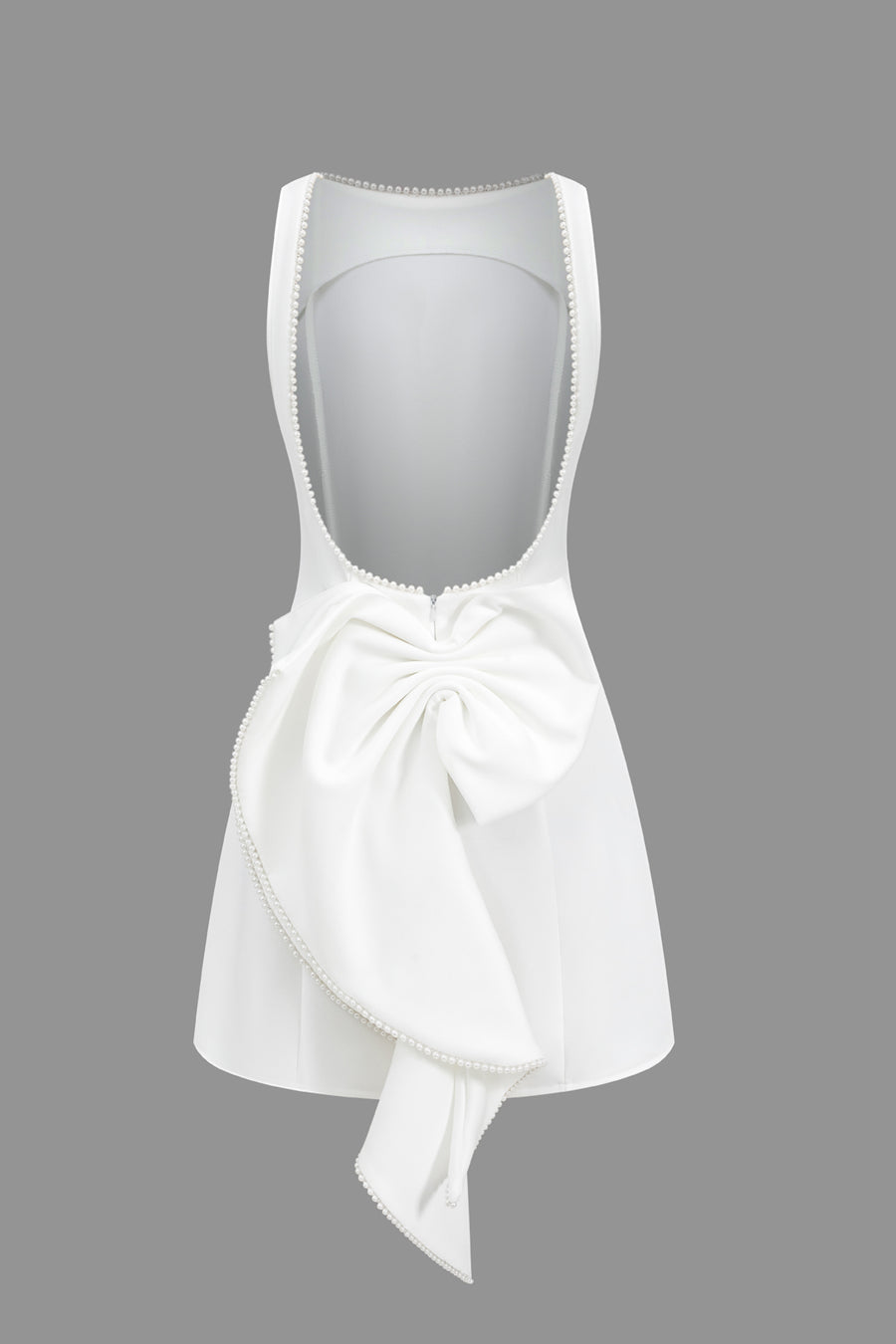 A&A Luxe Backless Beading Bow Dresss
