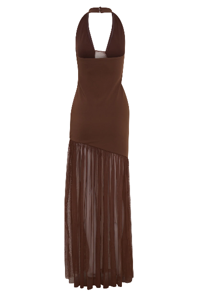 A&A Luxe Halter Neck Cut Out Mesh Maxi Dress