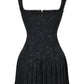 A&A Luxe Lace Up Vintage Embroidery A Line Pleated Mini Dress