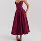 A&A Luxe V Neck Strapless Pleated Dress