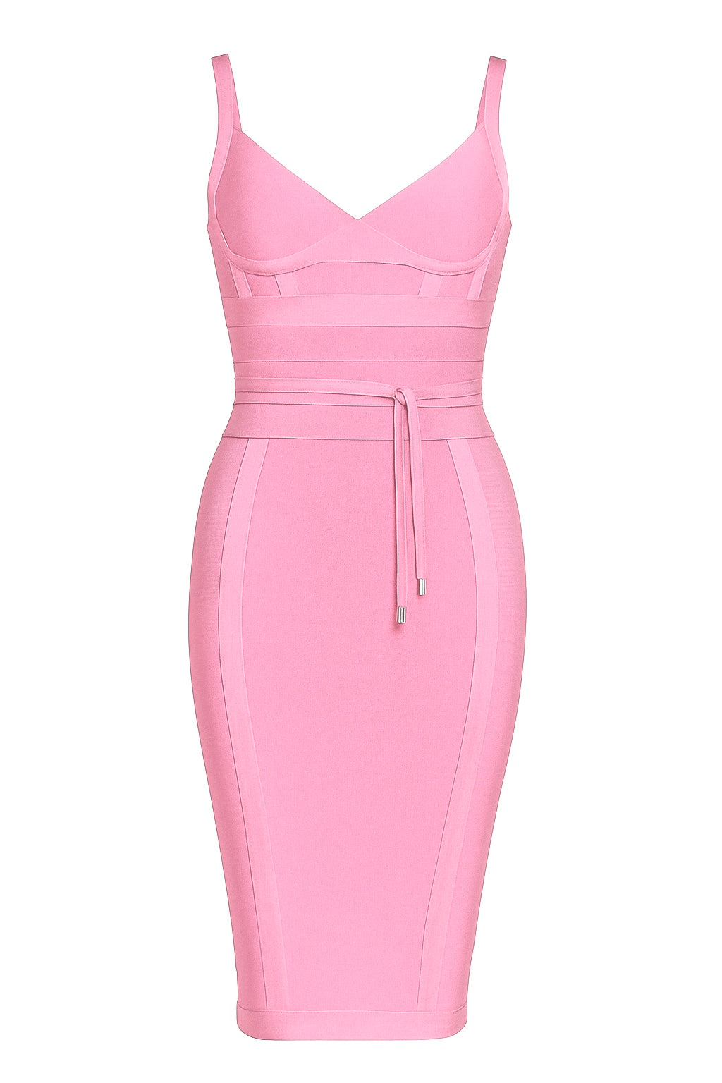 A&A Nyomi Pink Tie Waist Mini Bodycon Bandage Dress
