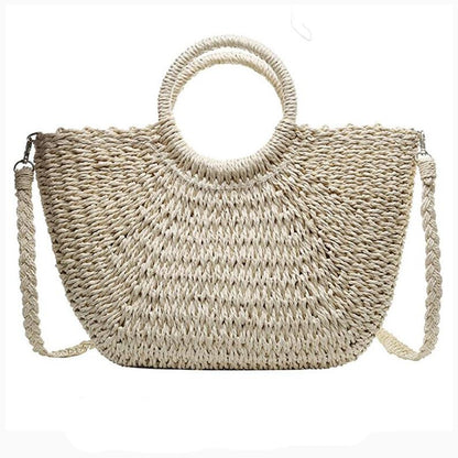 A&A Summer Straw Woven Beach Tote Bag