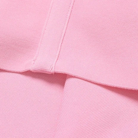 Collage of pink fabric showing different textures and folds on a gray background.