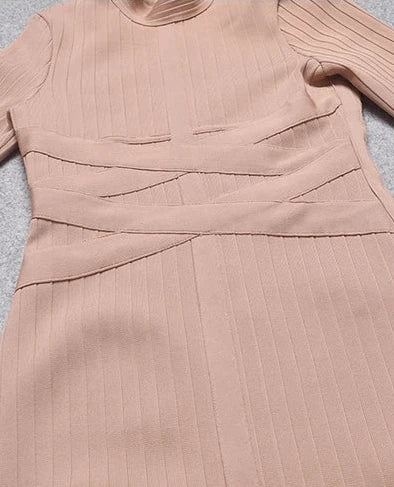 A&A Liora Criss Cross Long Sleeve Midi Bandage Dress