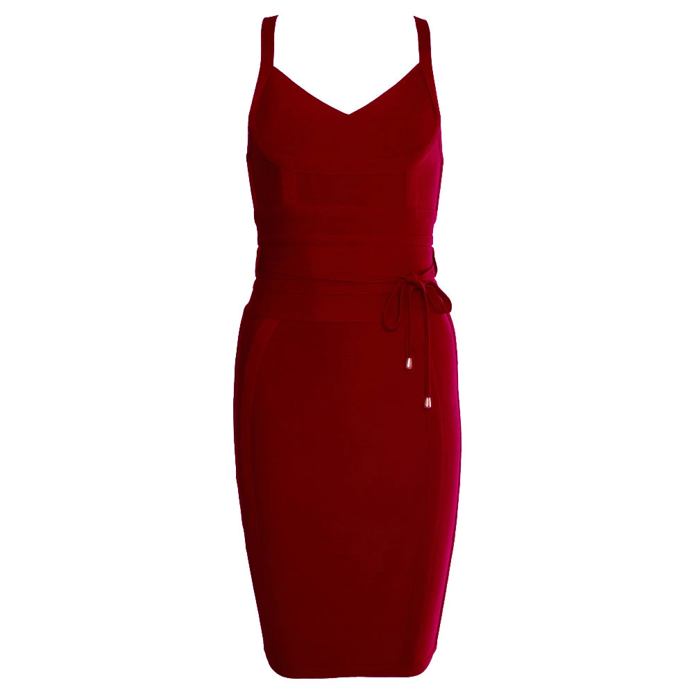 A&A Ilyssa Tie Waist Midi Bodycon Bandage Dress