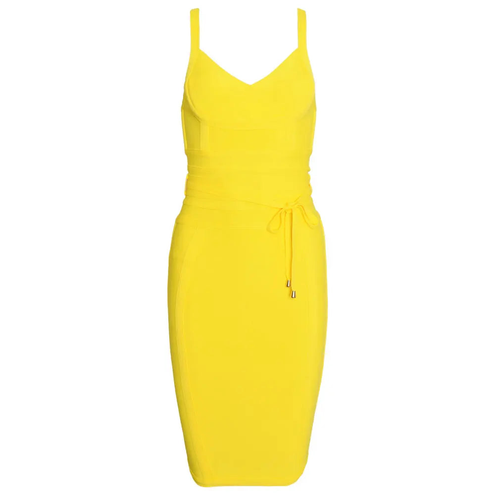 A&A Ilyssa Tie Waist Midi Bodycon Bandage Dress