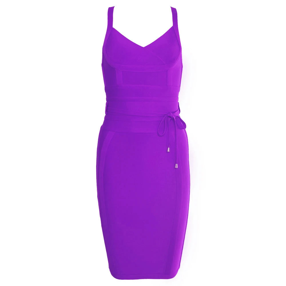 A&A Ilyssa Tie Waist Midi Bodycon Bandage Dress