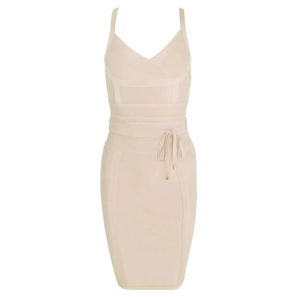 A&A Ilyssa Tie Waist Midi Bodycon Bandage Dress