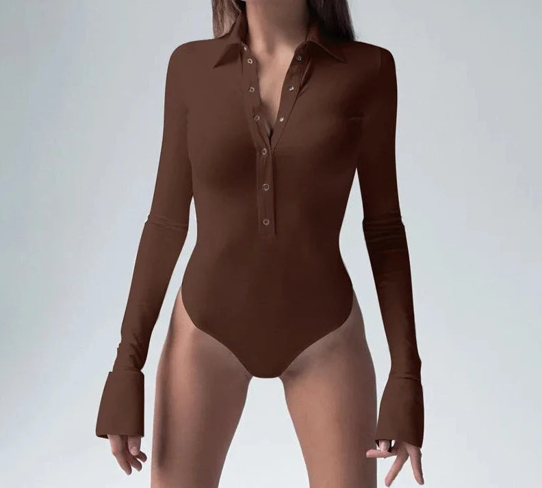A&A Long Sleeve Button Down Bodysuit