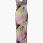 A&A Abstract Plisse Cowl Neck Maxi Dress