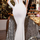 A&A Luxe Long Sleeve Elegant Mesh Insert Bodycon Maxi dress