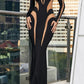 A&A Luxe Long Sleeve Elegant Mesh Insert Bodycon Maxi dress