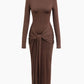 A&A Luxe High Neck Long Sleeve Maxi Bodycon Dress