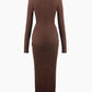 A&A Luxe High Neck Long Sleeve Maxi Bodycon Dress