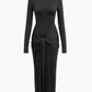 A&A Luxe High Neck Long Sleeve Maxi Bodycon Dress