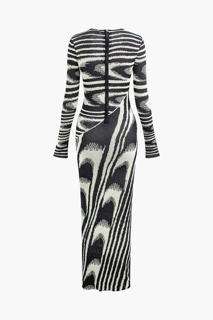 A&A Abstract Long Sleeve Knitted Maxi Dress