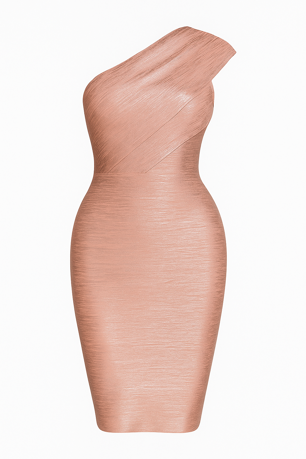 A&A Emina Rose Gold One Shoulder Bandage Bodycon Mini Dress