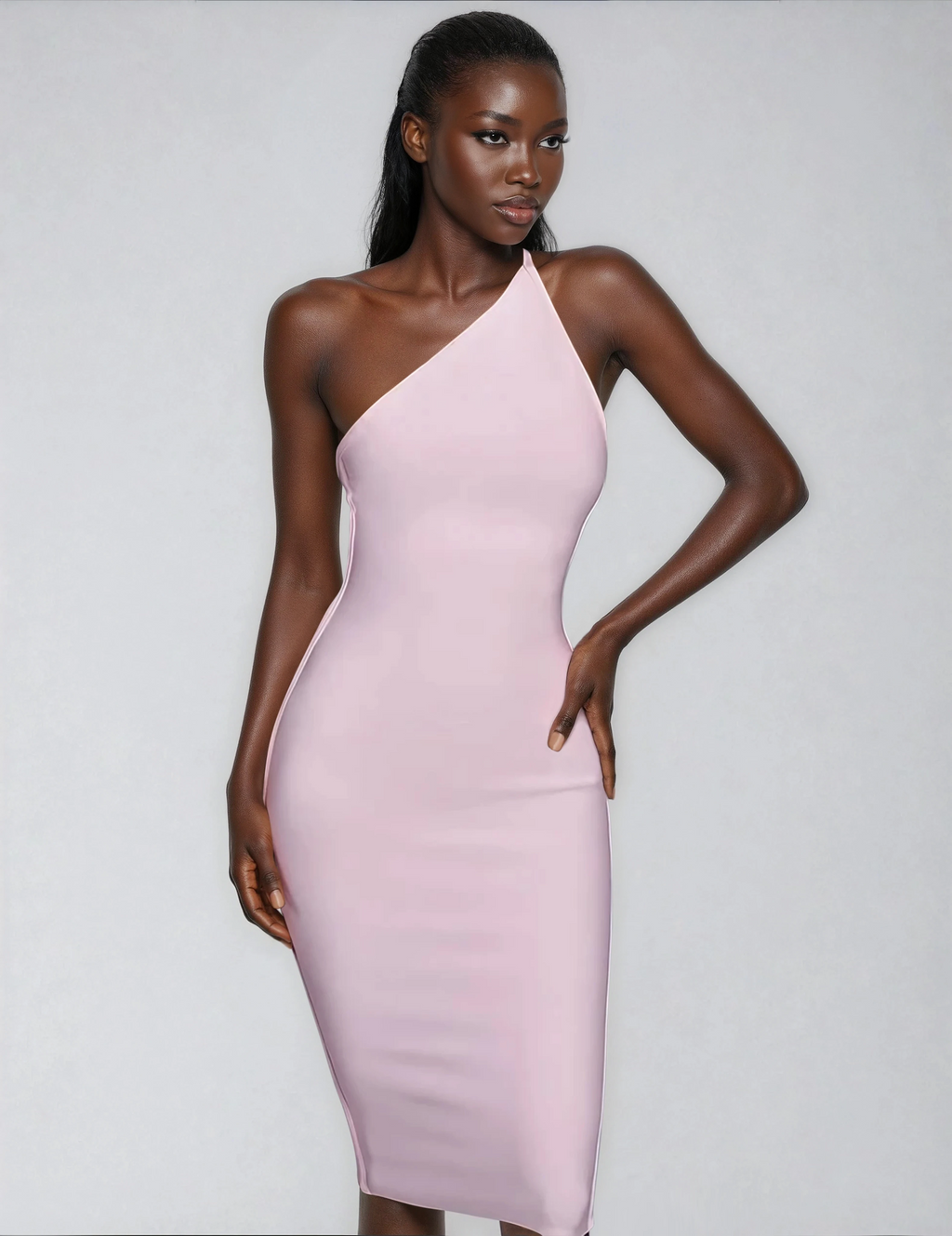 A&A Maelie One Shoulder Strap Bodycon Bandage Midi Dress