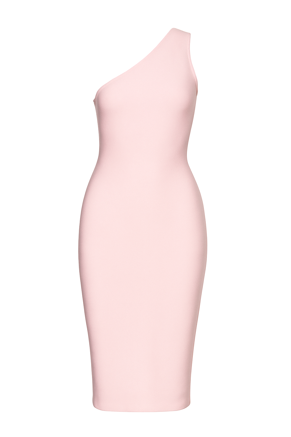 Pink one-shoulder dress on a white background