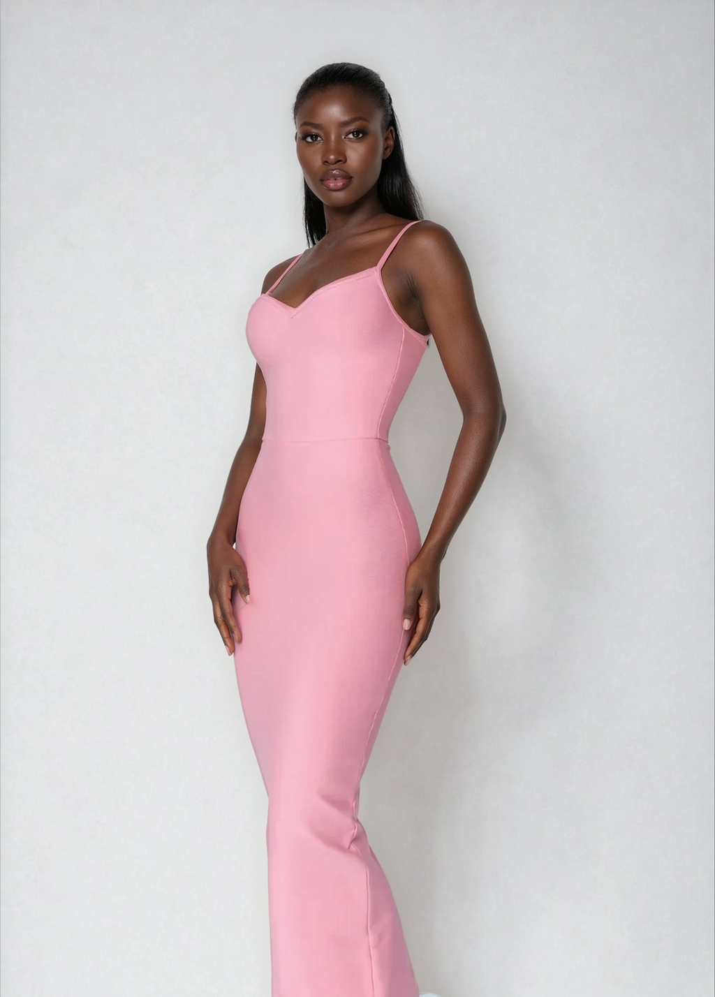 A&A Oriana Pink Bodycon Bandage Maxi Dress