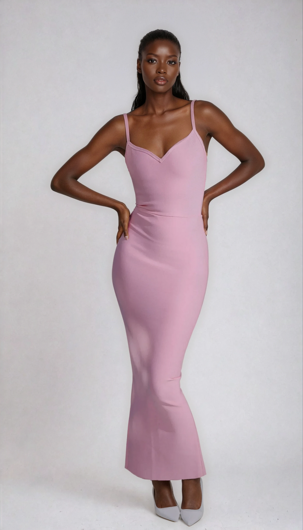 A&A Oriana Pink Bodycon Bandage Maxi Dress