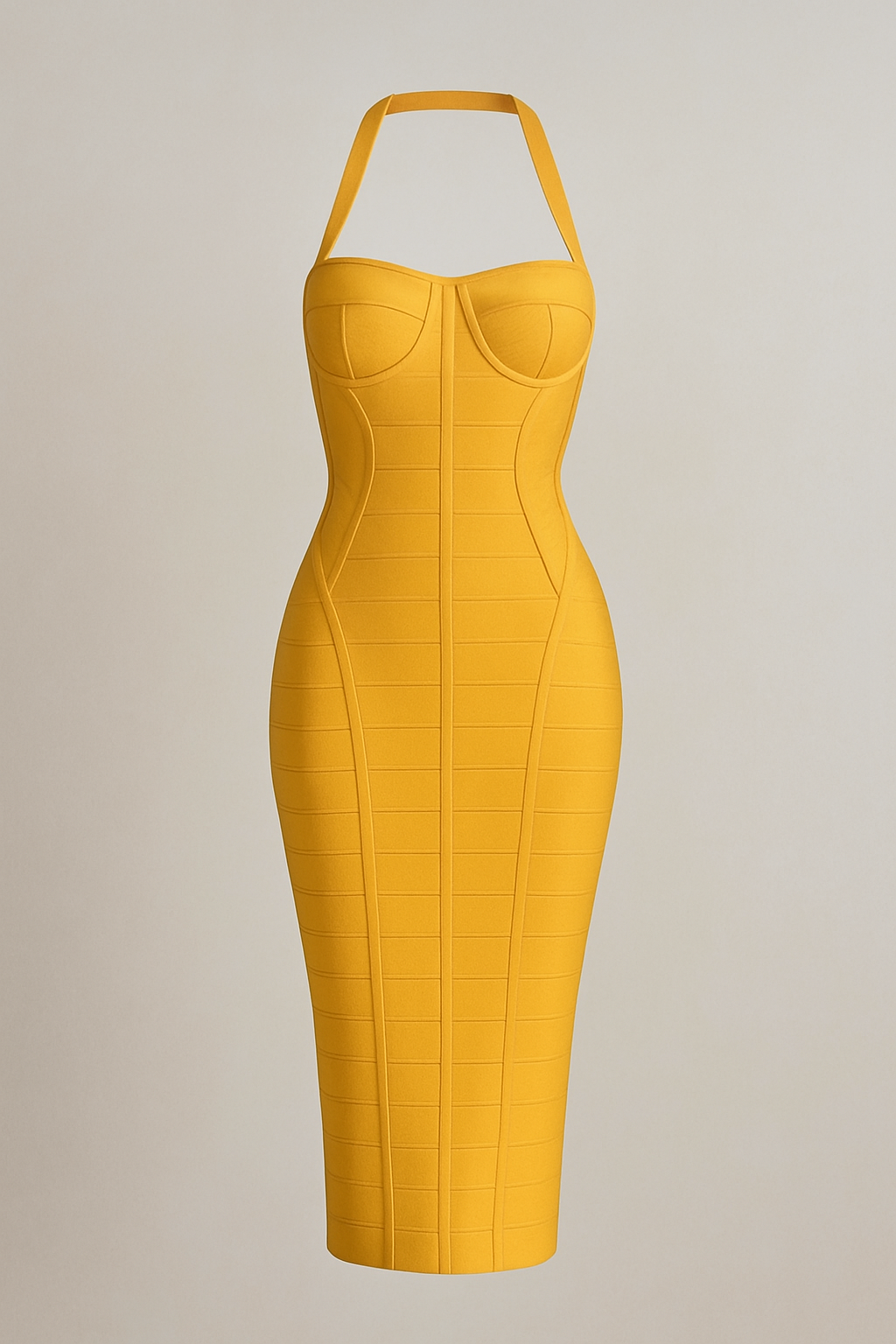 A&A Mirage Halter Backless Sexy Midi Bandage Bodycon Dress