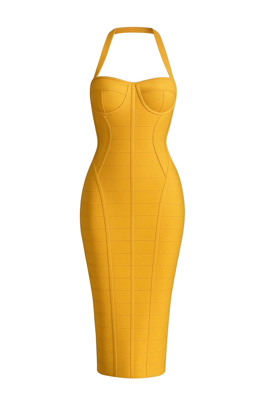 A&A Mirage Halter Backless Sexy Midi Bandage Bodycon Dress