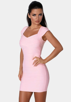 A&A Ophelia Short Sleeve Bodycon Mini Bandage Dress