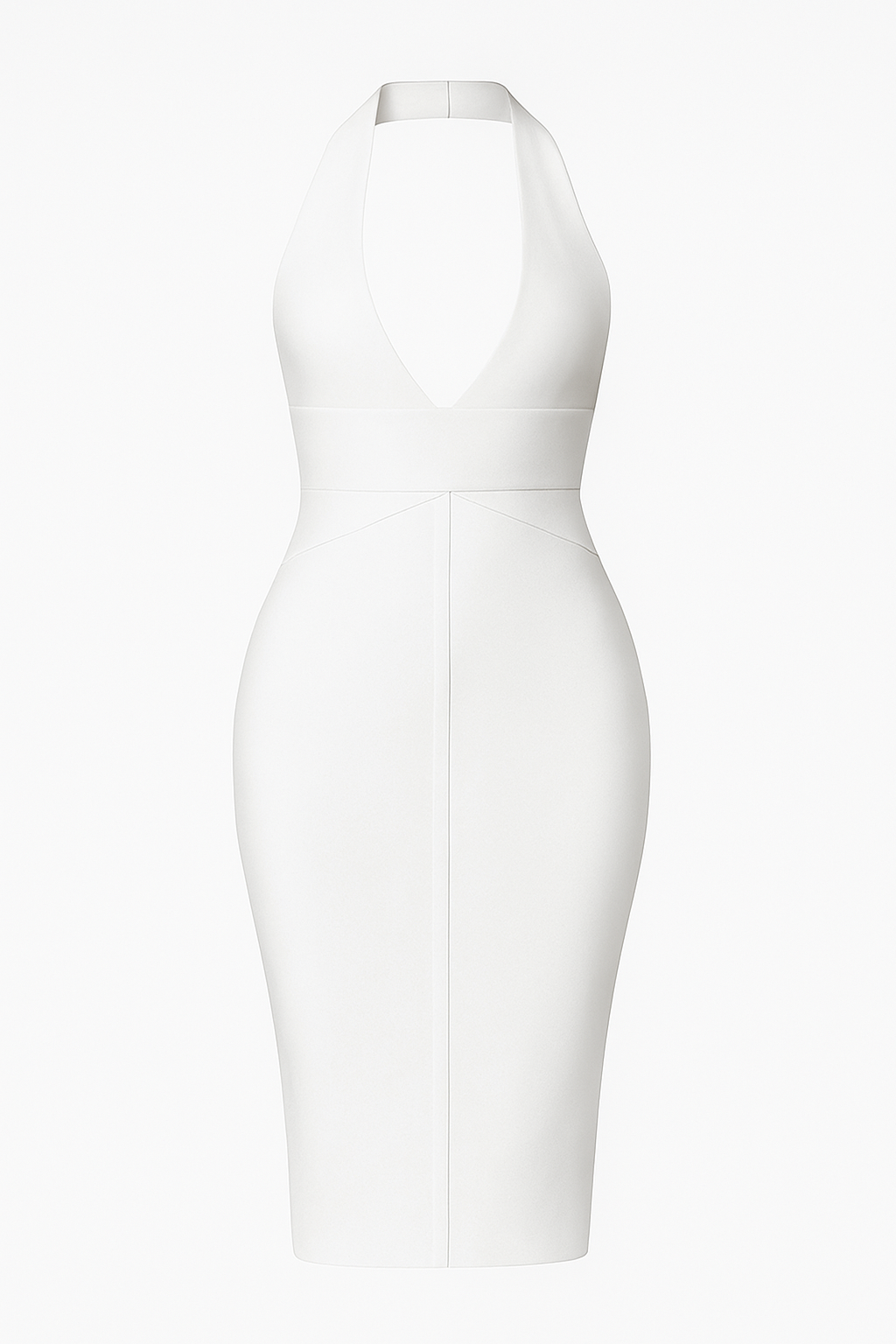 A&A Kylie Plunge Neck Halter Bandage Midi Dress