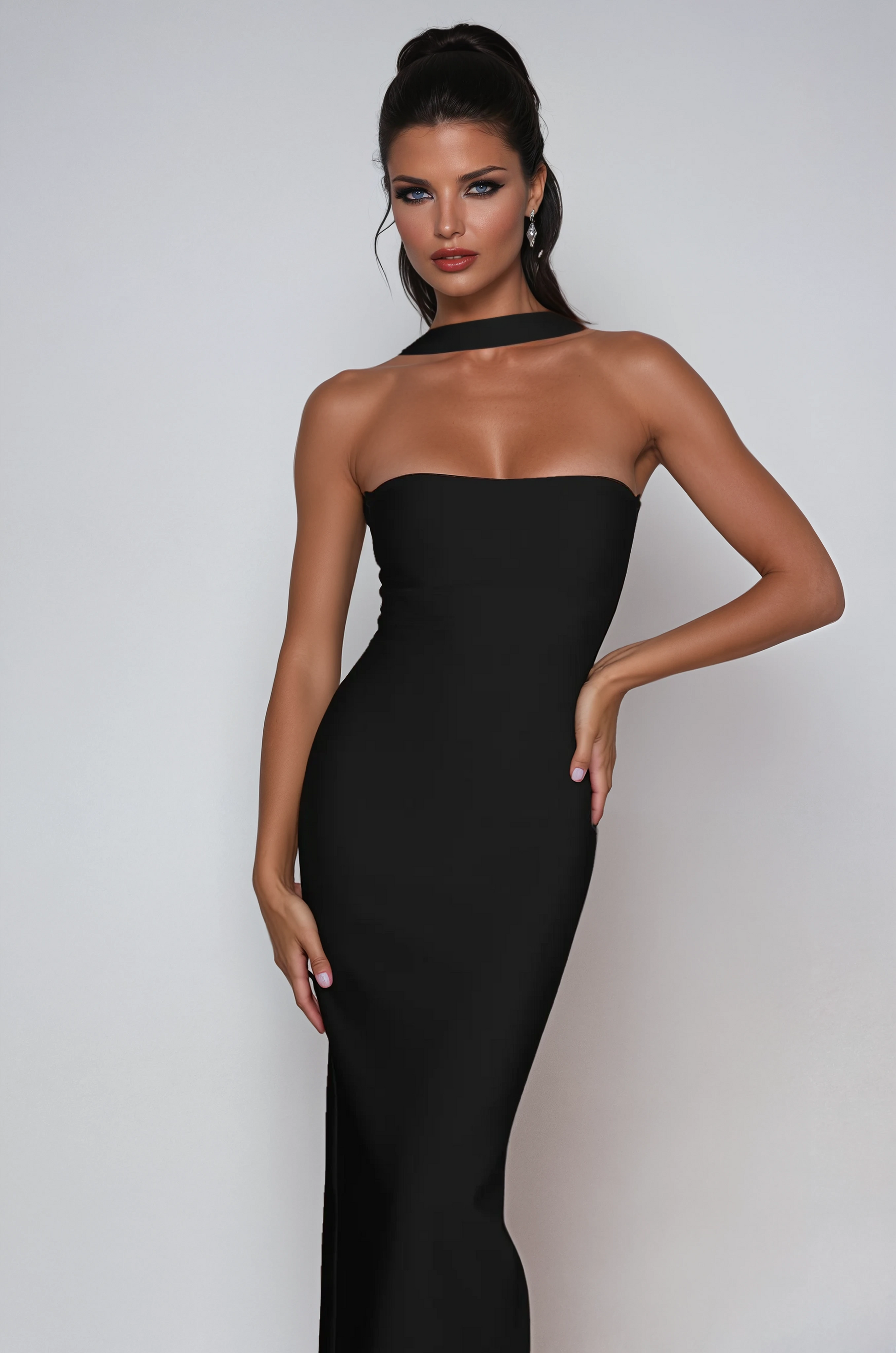 A&A Kaia Halter Bodycon Backless Bandage Maxi Dress