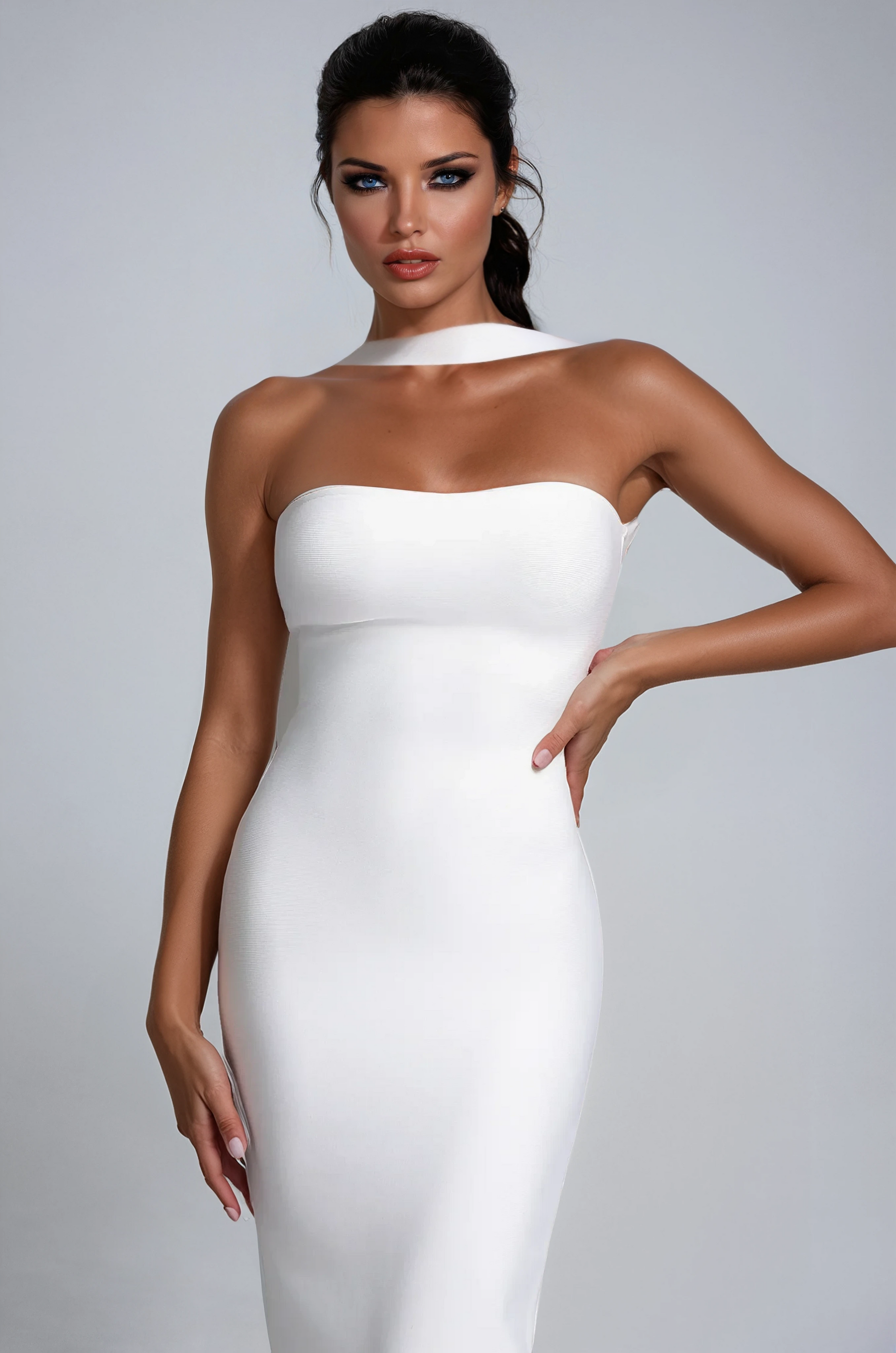 A&A Kaia Halter Bodycon Backless Bandage Maxi Dress