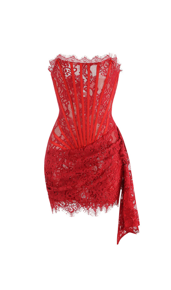 A&A Luxe Chic Sexy Strapless Lace Mini Gown Dress
