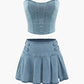 A&A Denim Strapless Skirt Two Piece Set