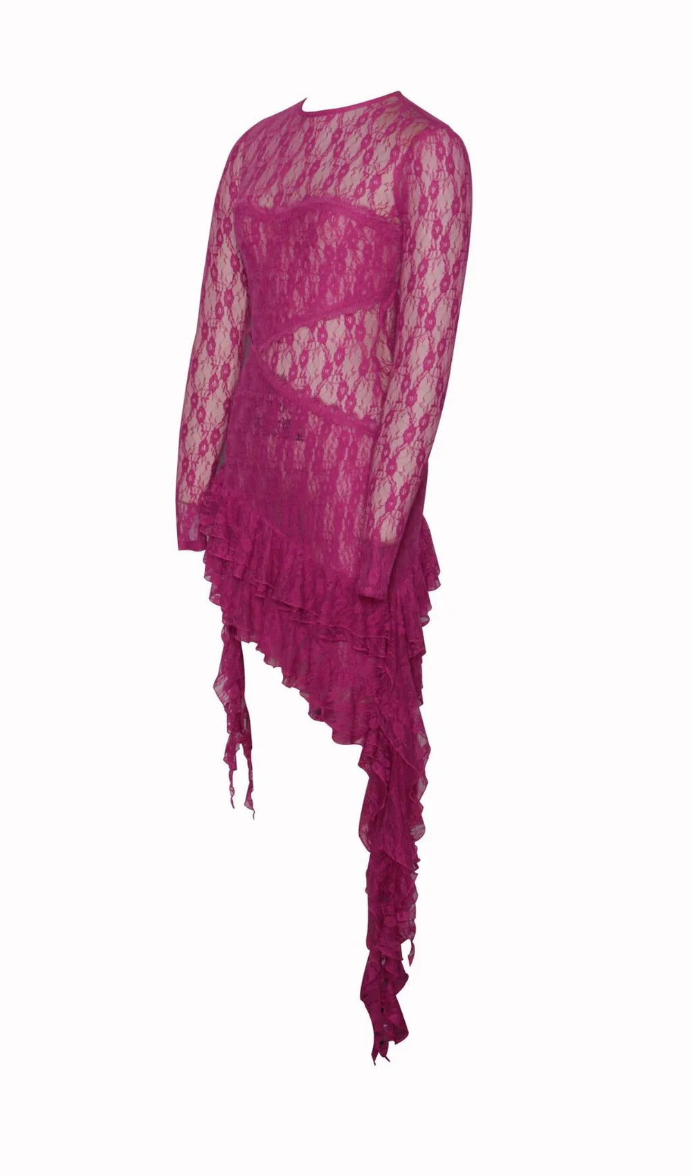 A&A Lace Ruffle Bodycon Mini Dress