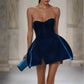 A&A Clarice Velvet Blue A-line Dress