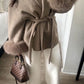 A&A 100% Wool Fur Trim Long Sleeve Coat