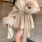 A&A 100% Wool Fur Trim Long Sleeve Coat