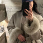 A&A 100% Wool Fur Trim Long Sleeve Coat