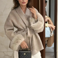 A&A 100% Wool Fur Trim Long Sleeve Coat