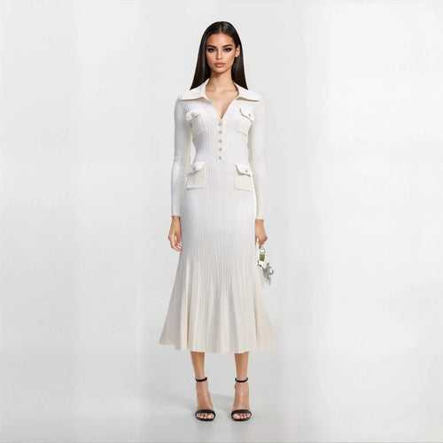 A&A Onua Knitted Button Pockets Maxi Dress