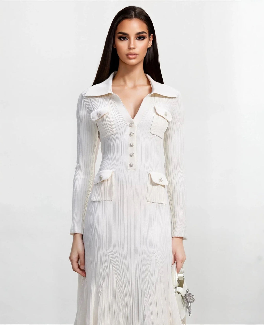 A&A Onua Knitted Button Pockets Maxi Dress