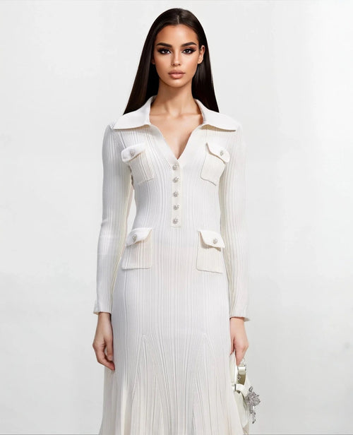 A&A Onua Knitted Button Pockets Maxi Dress