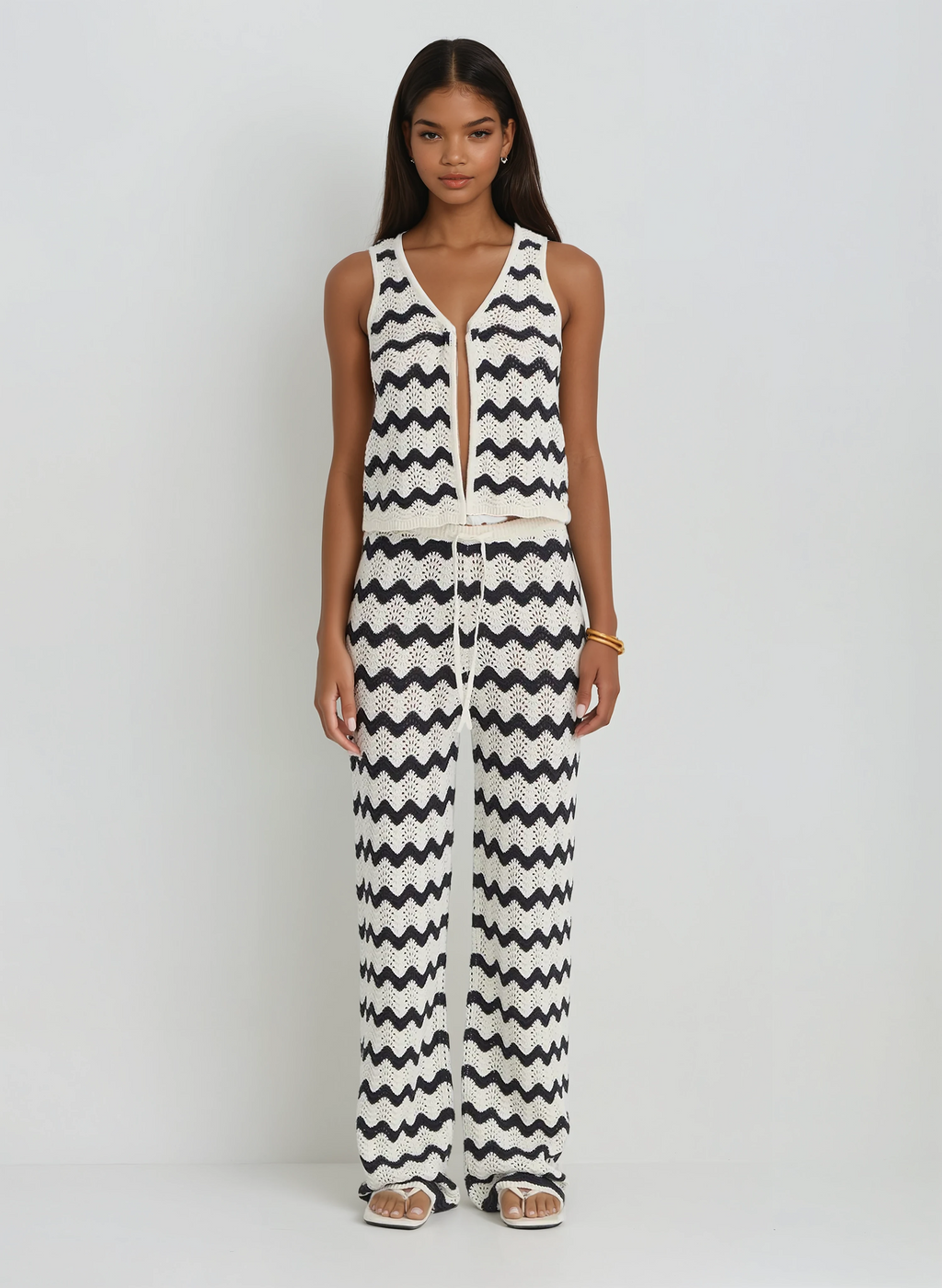 A&A Niaomi Striped Knit Trousers & Vest Top Set