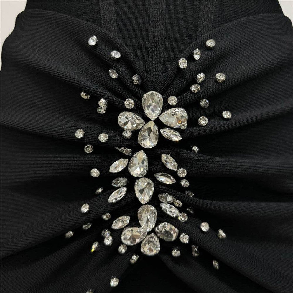 A&A Luxe Milea Long Sleeve Beading Detail Maxi Bodycon Bandage Dress