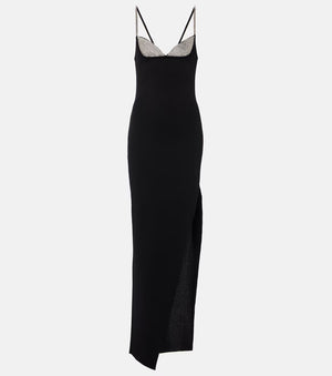 A&A Luxe Diamonte Embellished Bustier Beading Sleeveless Maxi Bandage Dress